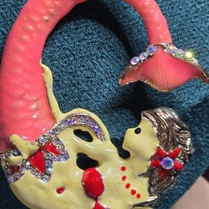 Betsey Johnson Pink & Red Mermaid Pendant Necklace